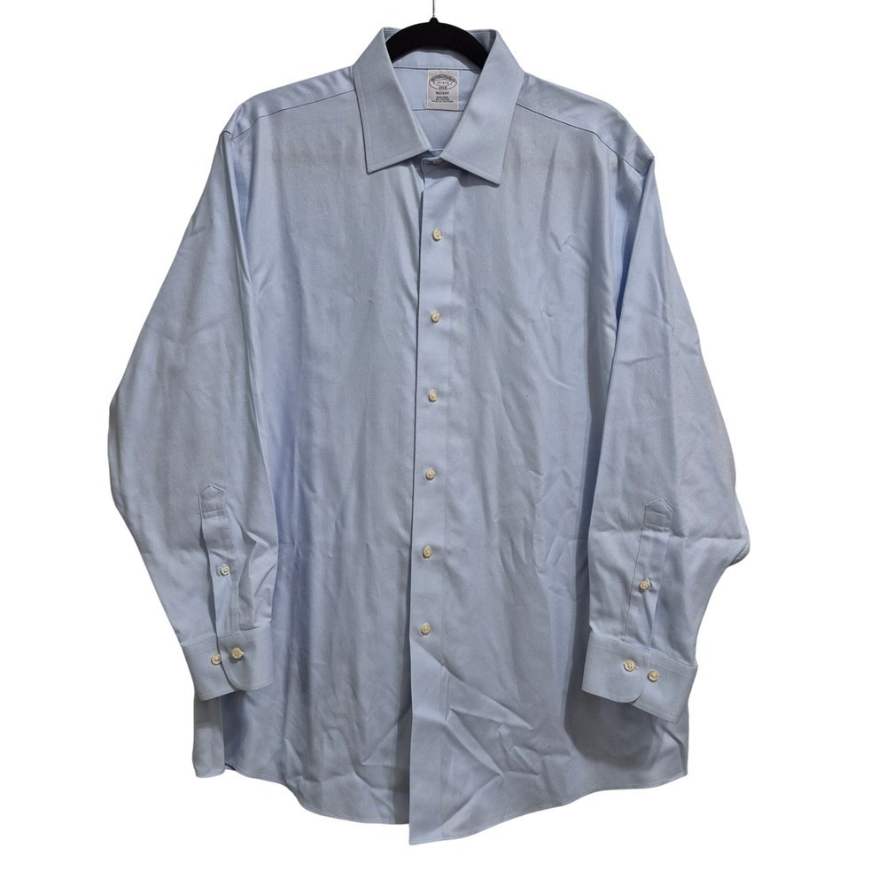 Brooks Brothers Regent Fit Light Blue Non Iron All Cotton Dress Shirt Men 17 2/3